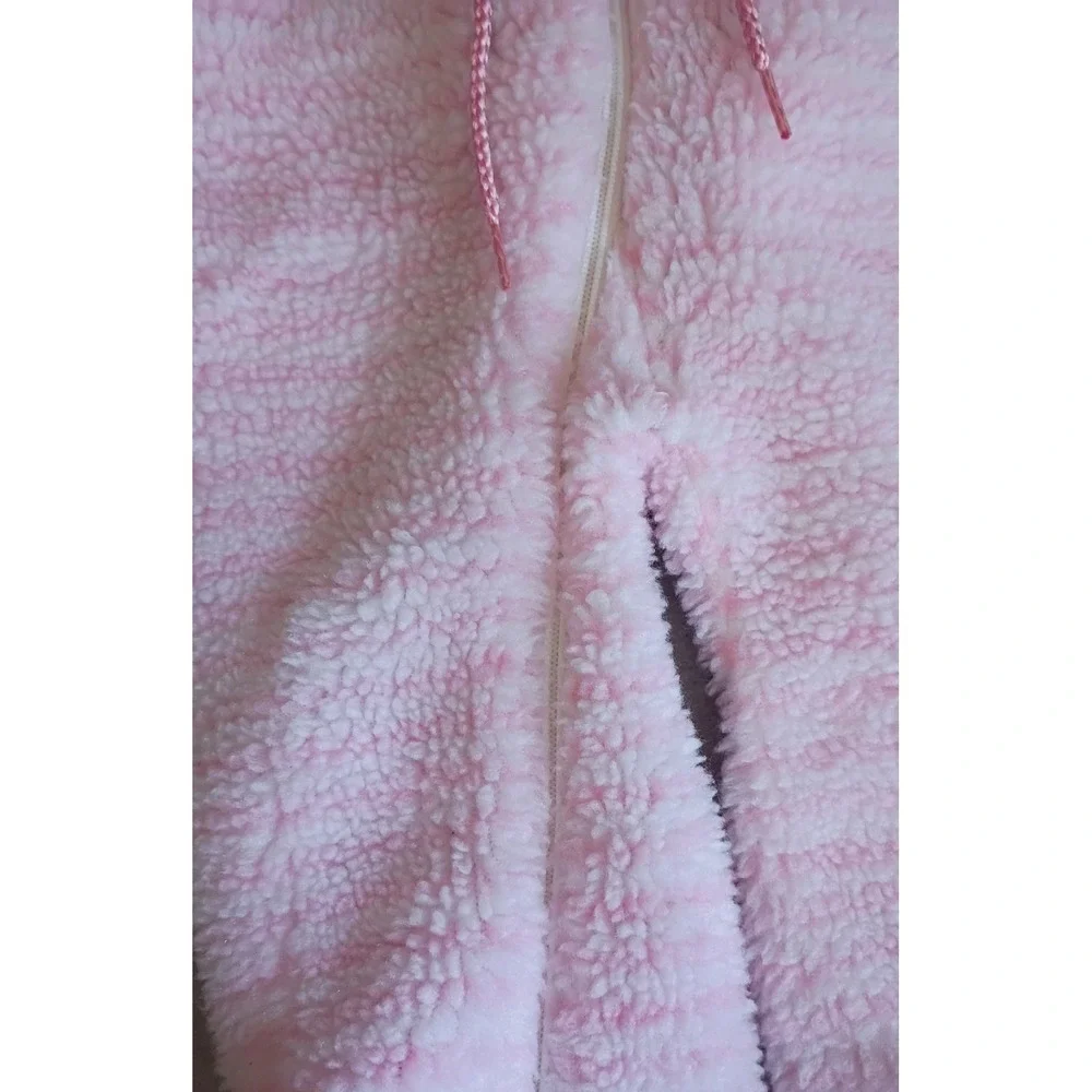 Vintage Universal Children's Wear Baby Girls Pink Sherpa Snowsuit‎ Hooded 0-6mo